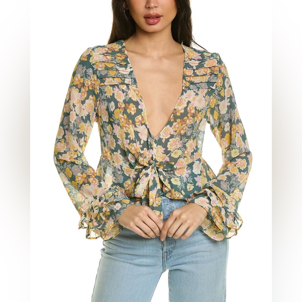 Free People | Maybel Floral Print Blouse | Happy Combo | Large | NWT